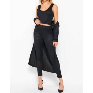 NEW NEW FASHION feels like fun 3-piece ribbed set in black